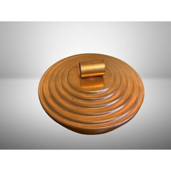 Made in USA Vintage Copper Covered Dish Round by Quincy Craftsmen  Marked 7" - Picture 2 of 12
